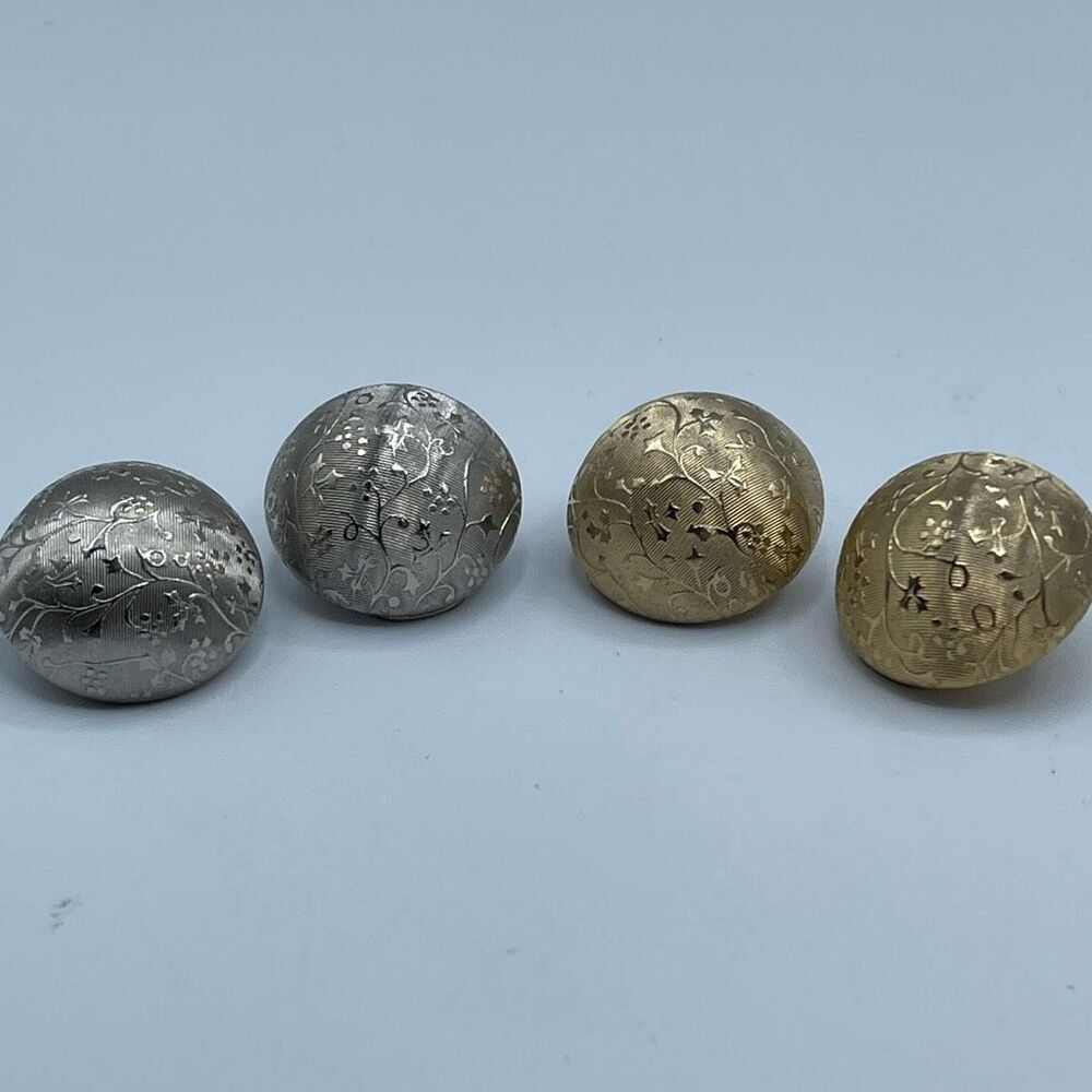Vintage MCM two pair half dome clip earrings silver & gold tone.